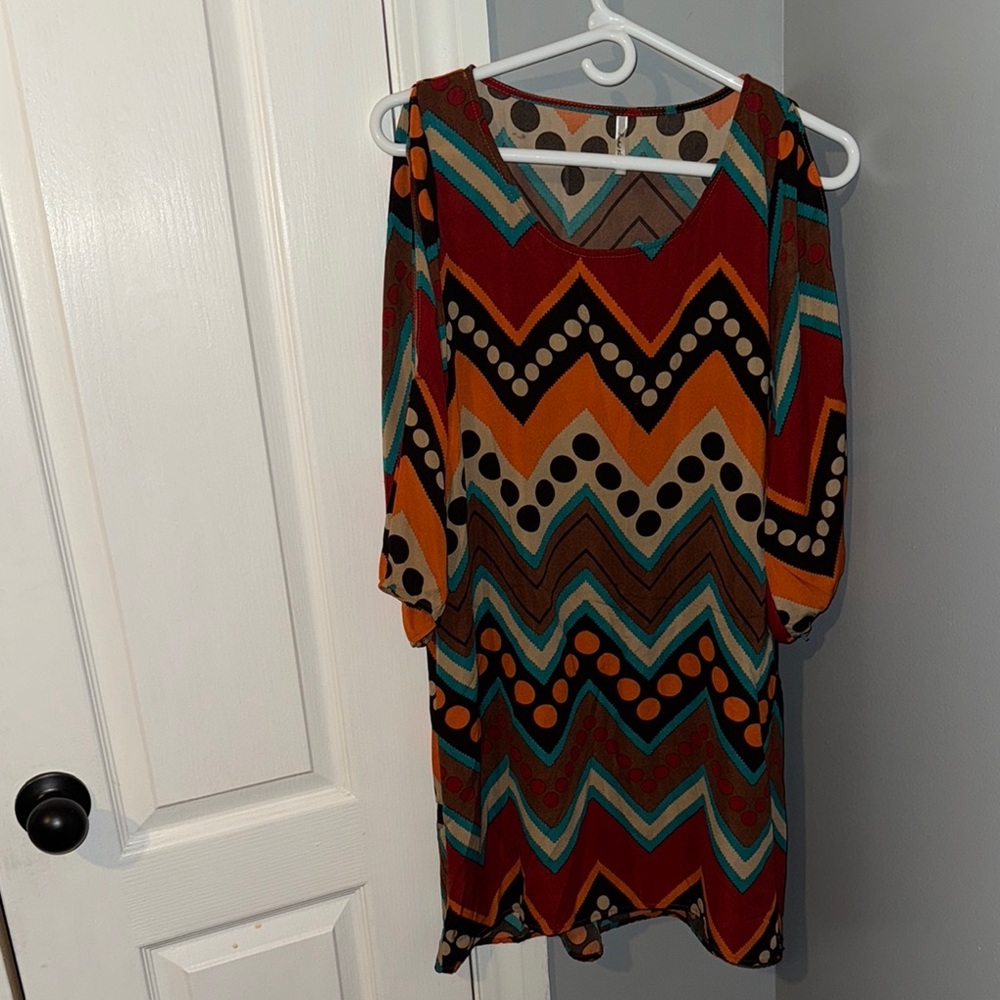 Colorful Chevron Pattern Dress Boutique Boho